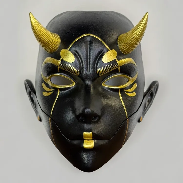 塔兔绣哥特式黑金款开口面具二次元COS树脂动漫裂口道具