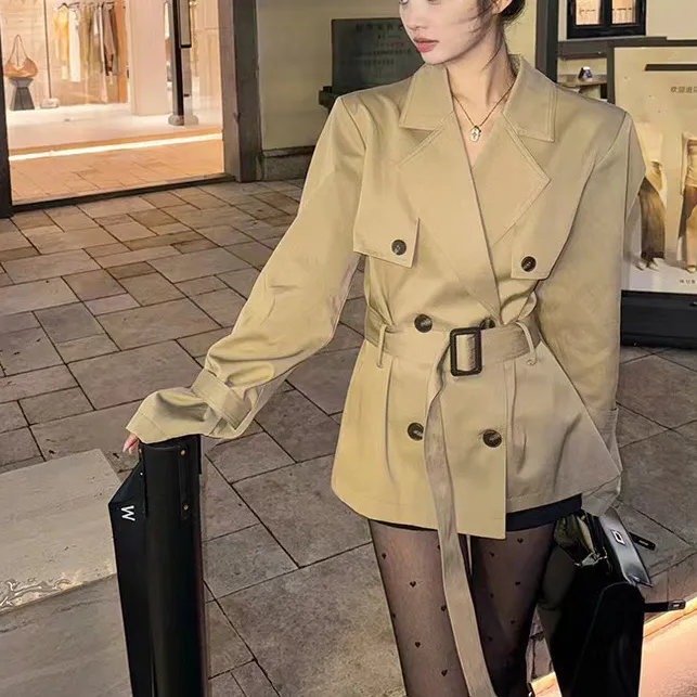 韩版高级感风衣外套女2025春秋新款英伦风小个子收腰气质短款大衣