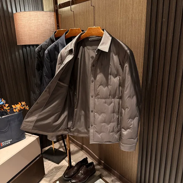 【拒绝臃肿 轻商务型男】25冬装新款男士高品质衬衫领轻薄款羽绒服