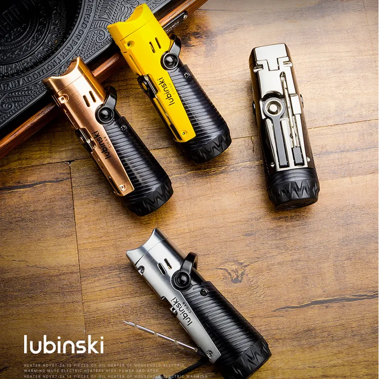 鲁宾斯基LUBINSKI多功能雪茄打火机带开孔器通针烟托蓝焰专用海豚