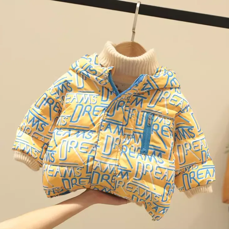 儿童羽绒服男女童白鸭绒保暖外套宝宝2024冬季连帽洋气时尚衣服潮