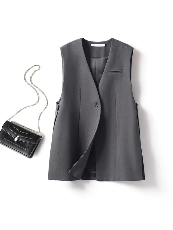 欧货灰色西装马甲外套女款2025年春秋新款网红爆款高级感坎肩外套