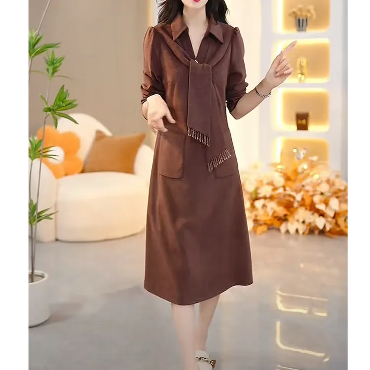 仟慕女装【SJYH3015】2025年早秋新款时尚优雅减龄连衣裙显瘦气质
