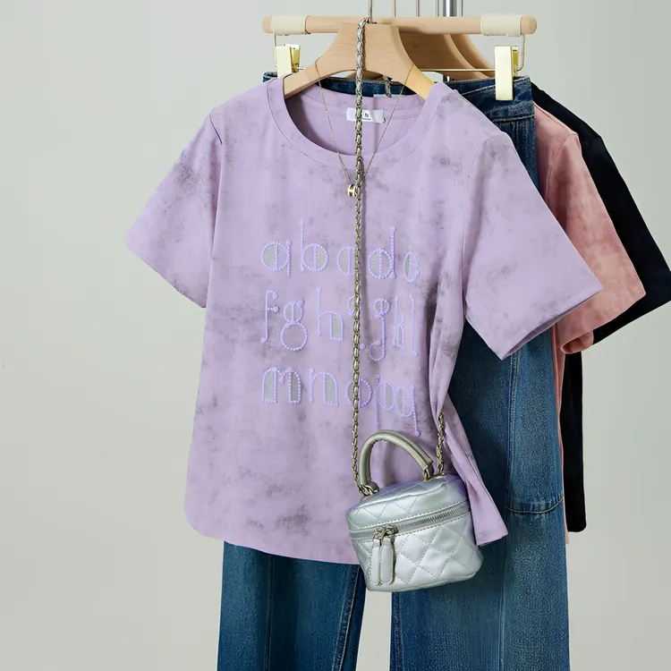 大码短袖扎染Oversize正肩T恤夏季百榙显瘦做旧半袖复古个性重磅