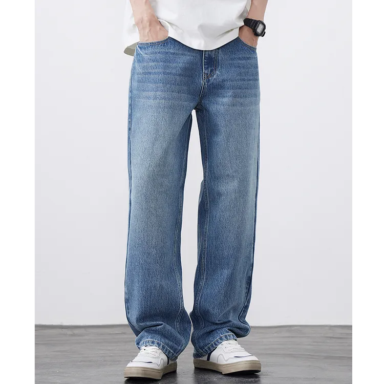 2025夏秋新款宽松直筒日系牛仔裤美式牛仔日系潮流男裤复古