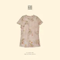 OYBN欧阳贝妮【花丛中】微胖大码国风新中式印花斜襟短袖上衣5097