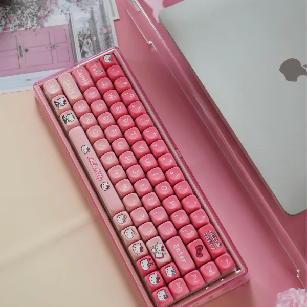 Ainbell-kt推荐base68三模无线跨年礼物机械可爱粉色键帽