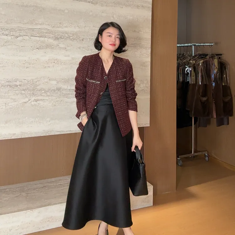 TANTAN 气质显瘦轻奢V领秋季小香风外套3111