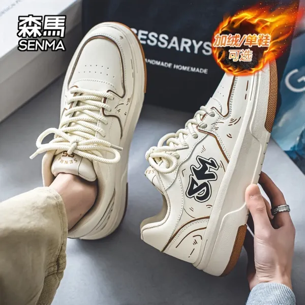 森马男鞋增高休闲板鞋原创百搭厚底小白鞋冬季加绒加厚保暖棉鞋商品图