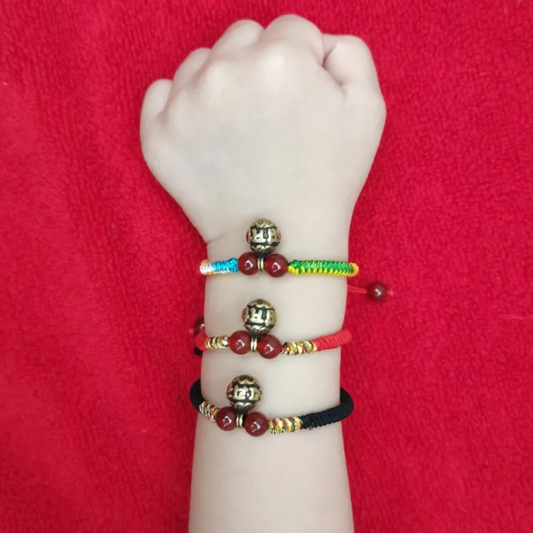 潮汕红花仙草葫芦手绳猪惊骨防惊吓牛角桃木葫芦塞红花仙草手链