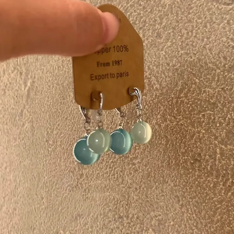 铜合金耳饰 2025新款设计感清透珠珠耳环女夏季耳坠轻奢气质耳饰