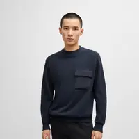 BOSS博斯男士秋冬徽标刺绣口袋棉质毛圈布卫衣50522481