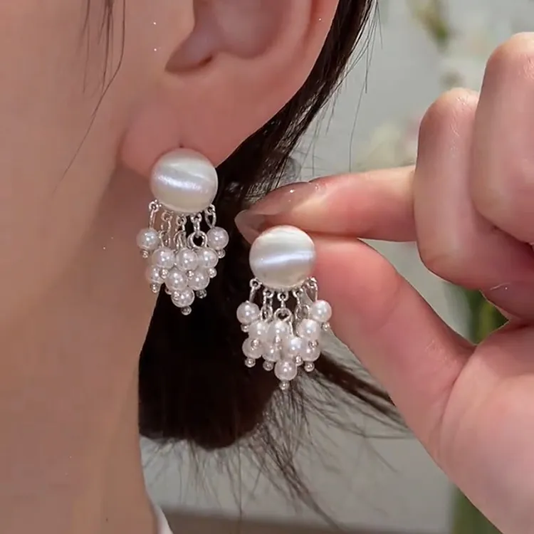 铜合金耳饰 金属拉丝流苏耳钉女气质时尚温柔百搭设计