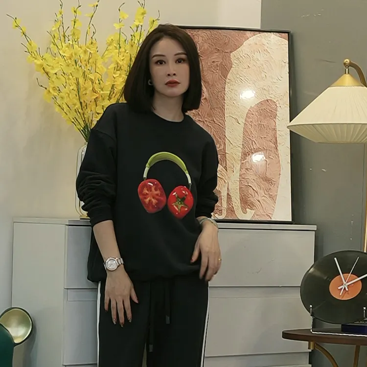【番茄】纯棉藏蓝色圆领卫衣女秋冬2025新款爆款宽松上衣