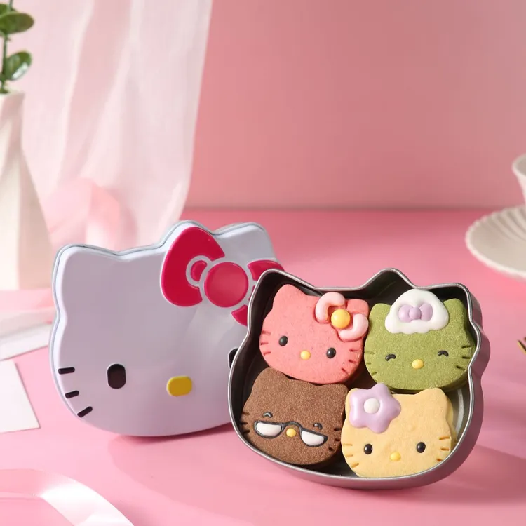 Hello Kitty黄油曲奇礼盒铁盒装手工现烤超萌卡通高颜值饼干零食