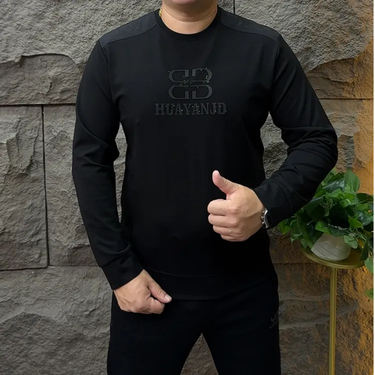 8809新款欧货商务高品质烫钻字母圆领卫衣帅气