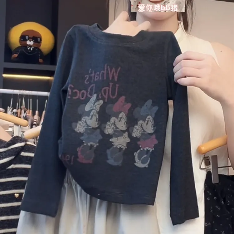 【米妮甜心】阿卷春秋装儿童韩版时尚卡通动漫印花长袖T恤MPG6953