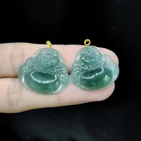 【老三珠宝】18k金翡翠佛公吊坠赠链SY06【多样性发其一】约23-25-3mm