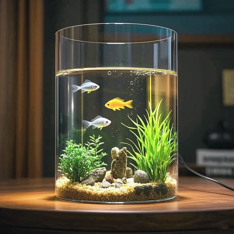 高透直筒花瓶大号客厅造景圆形玻璃鱼缸透明落地七夕节礼物送女友