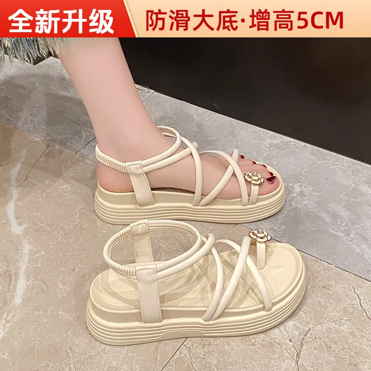 明星同款2025新款内增高5cm半拖鞋外穿透气配裙子百搭凉鞋女鞋子