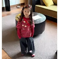 纯棉女童长袖T恤打底衫假两件长袖T恤宝宝上衣中小童圆领宽松韩版