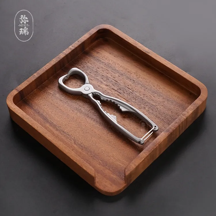 弥瑞不锈钢茶钳普洱茶饼胡桃木茶盘茶刀专用茶具配件茶饼收纳盒