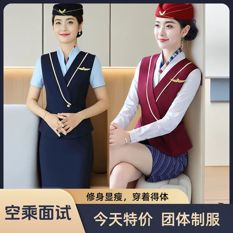 空乘面试职业套装前台接待礼仪空姐女神范美容高铁乘务员工作制服