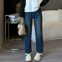 小个子圆圆Y373秋季新款小直烟管牛仔裤秋季百搭高腰显瘦九分裤子