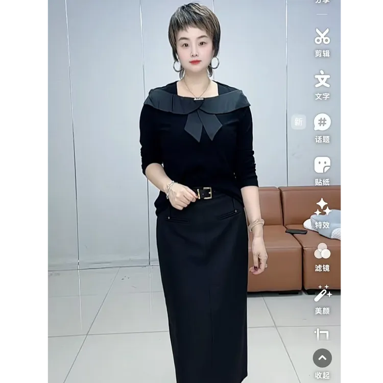 小施家气质女人味特色设计领显瘦优雅上衣69039