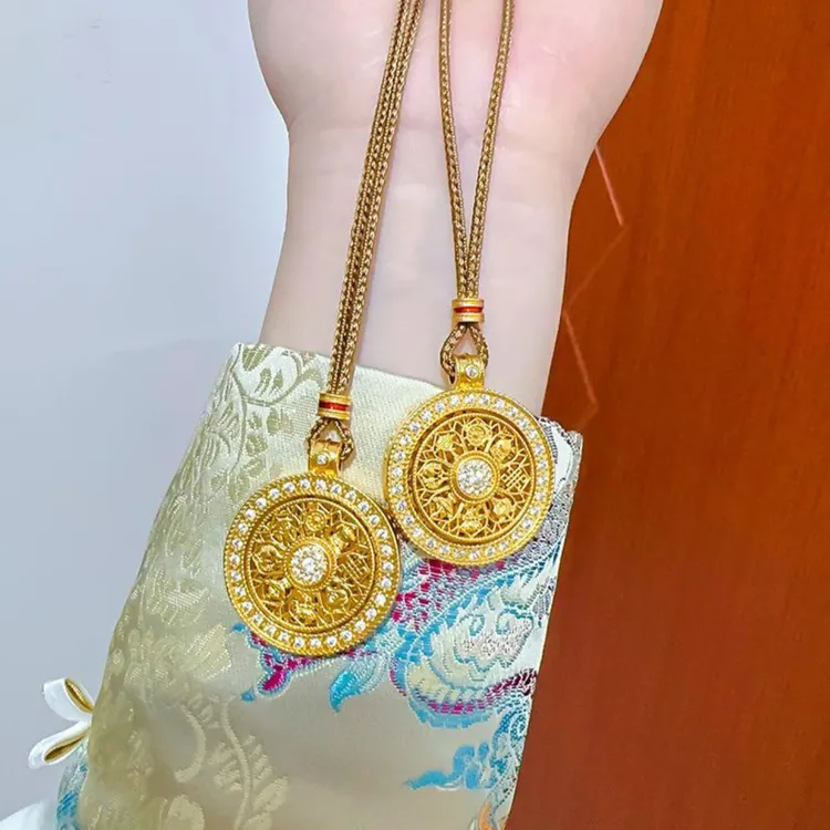 韦雪同款旋转八宝罗盘转运编织绳长款项链毛衣链配饰