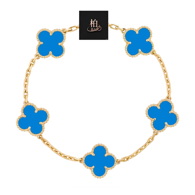 925银手链 S925 925银蓝金五花手链