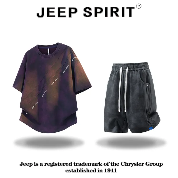 【简约穿搭】JEEPSPIRIT吉普套装夏季男时尚潮流大码宽松百搭两件套