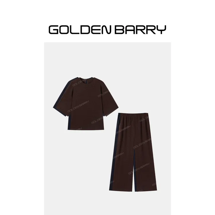 GOLDENBARRY「枕清风」松弛感七分袖T恤衫/微喇休闲裤206390/556005