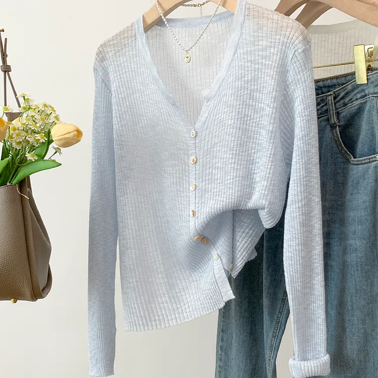 【 Ti mi女装】竹节亚麻防晒开衫温柔风夏季空调衫百搭薄款针织衫女