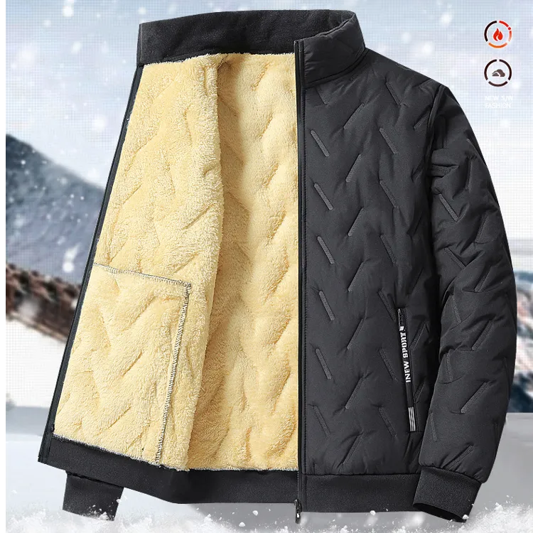 【三层三防面料】棉衣大码男士中老年休闲加绒加厚保暖羊羔绒羊羔绒