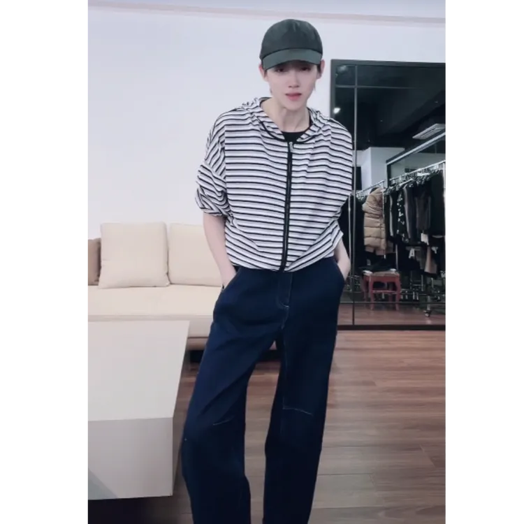 抓绒  蓝色牛仔裤 K0764