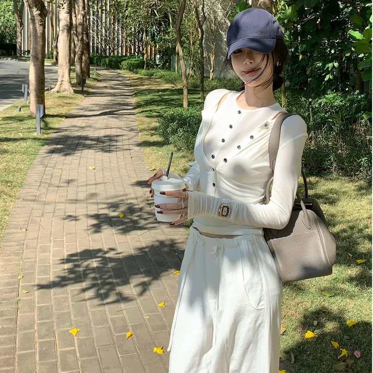 【解构纸片人】设计感假两件双层叠穿T恤夏季新款上衣配显瘦休闲裤