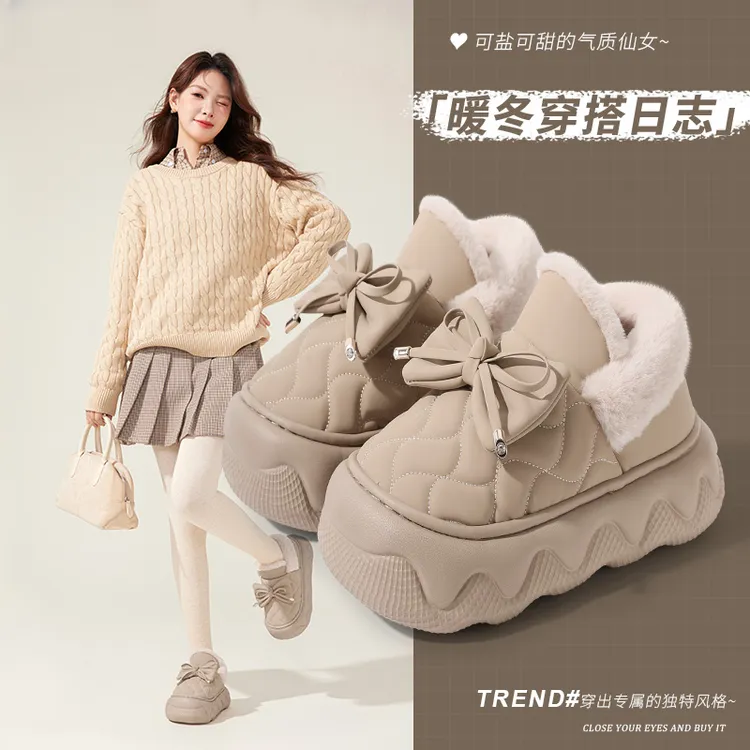 洋山公羊新款防水棉拖鞋女家居保暖加厚底秋冬增高防滑户外穿棉拖