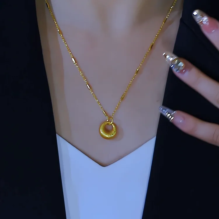 铜合金项链 秋冬爆款竹节链小秤砣项链女时尚百搭气质简约饰品