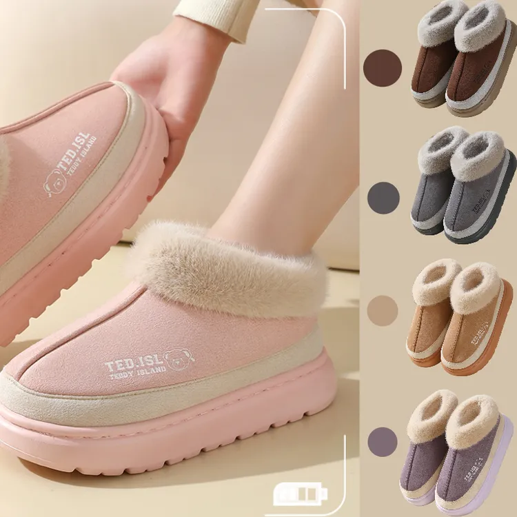 【泰迪爱兰】冬款棉拖EVA/棉/毛包跟保暖防滑毛绒亲肤4cm家居鞋