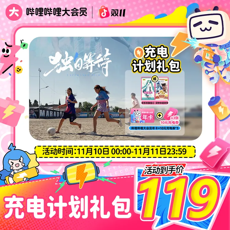 【双十一】买收藏卡送哔哩哔哩大会员年卡+10元充电券三张商品图