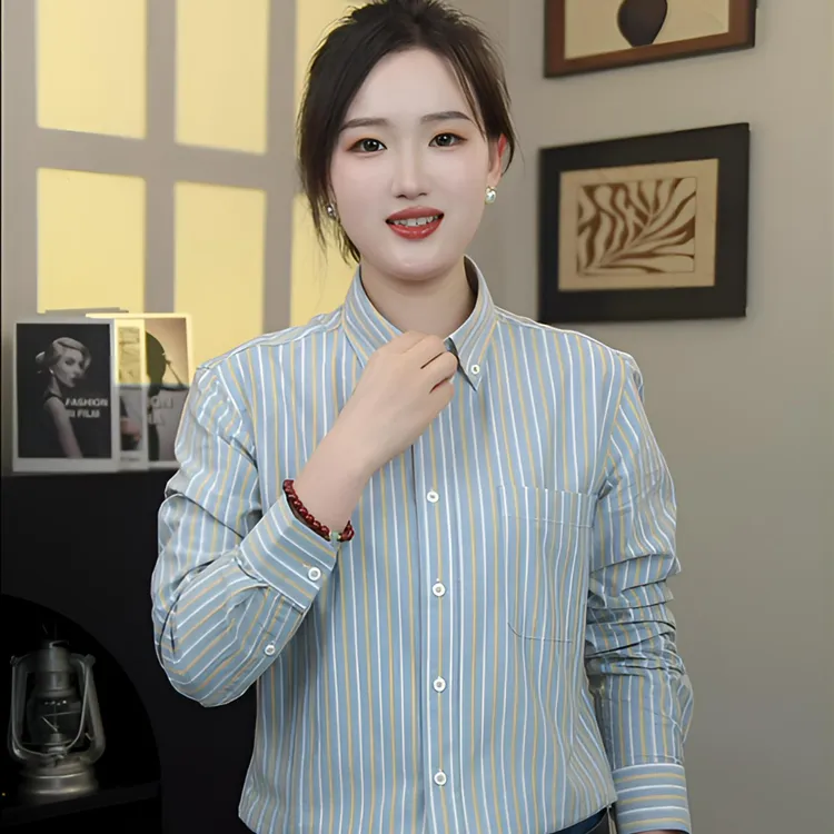 【长袖】100%纯棉牛津纺男士长袖衬衫春夏季休闲条纹全棉衬衣水洗