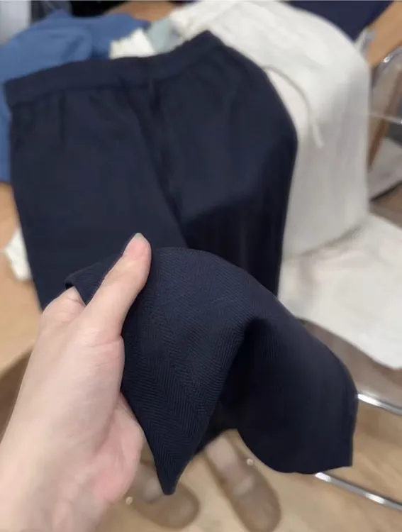 七言家巨好穿！冰感人字纹莱赛尔亚麻裤九分直筒裤8-1@