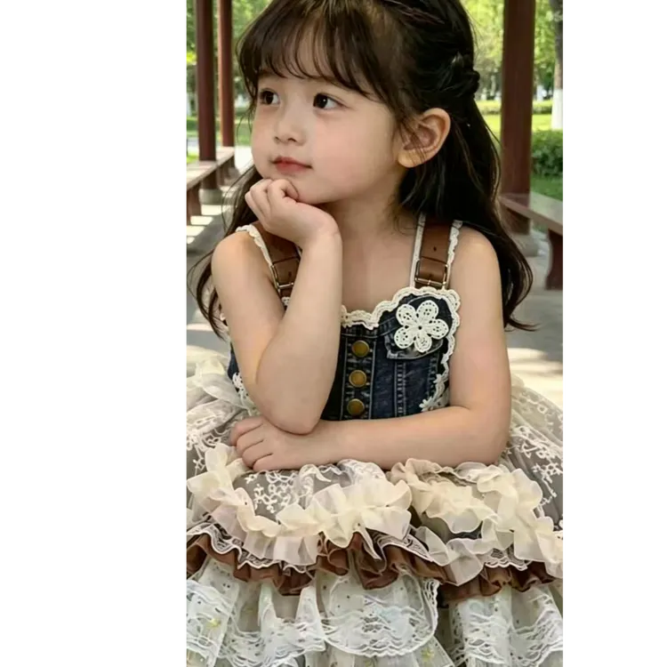 女童新款2026牛仔洛丽塔公主裙春夏新款儿童生日礼服连衣裙