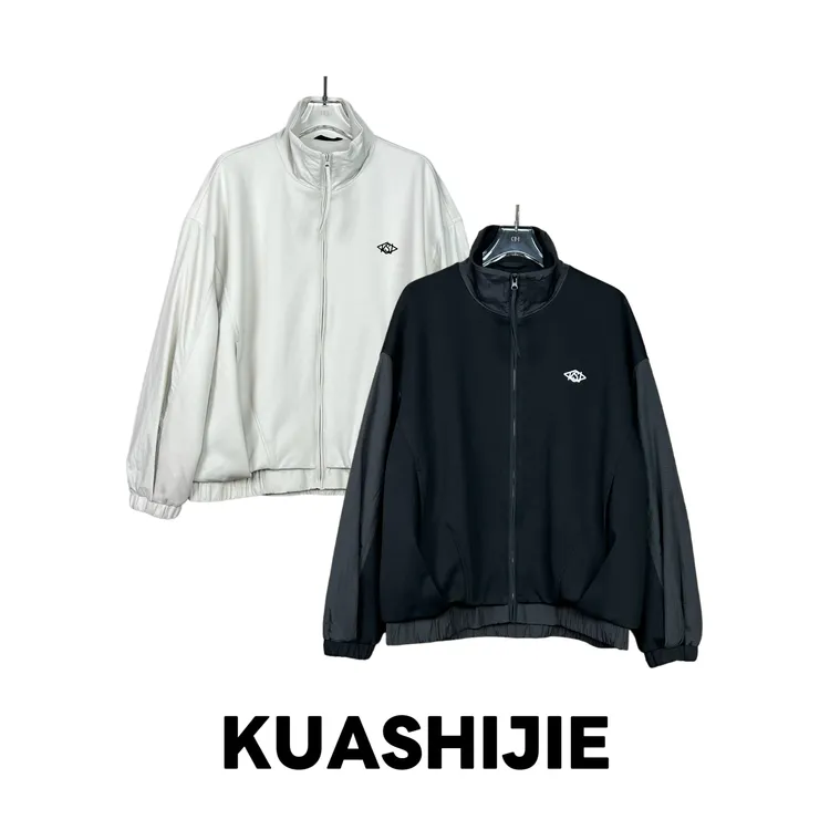 【俊老板专属】针织拼梭织夹克立领绣花结构立体裁剪秋冬款A4270#