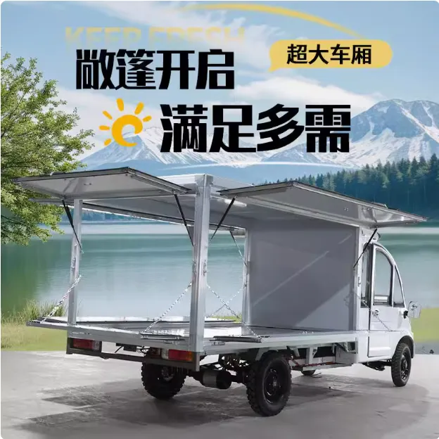 全封闭箱式电动四轮货车油电两用保温送餐冷冻保鲜拉货快递地摊车