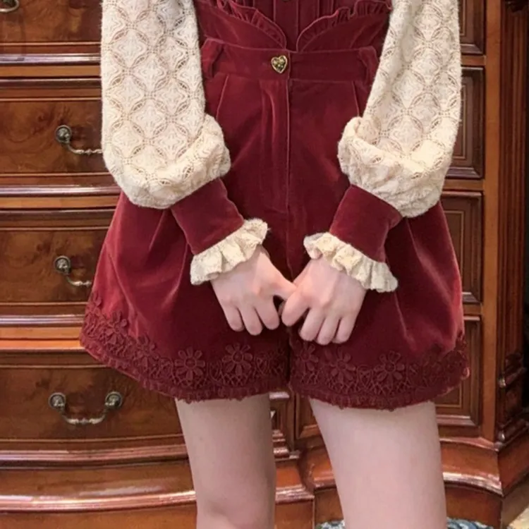 【一生罗曼】法式复古秋季新款别致高级感直筒阔腿短款休闲裤女K753
