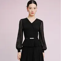 【晨粉专享价】针织衫网纱灯笼袖优雅高级收腰上衣女