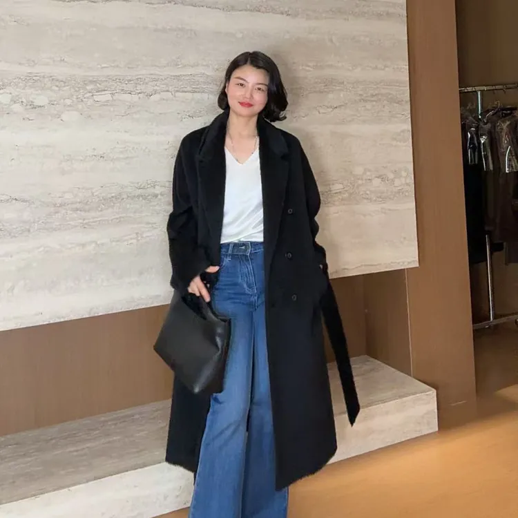 TANTAN 秋冬气质显瘦中长款韩版毛呢外套3123