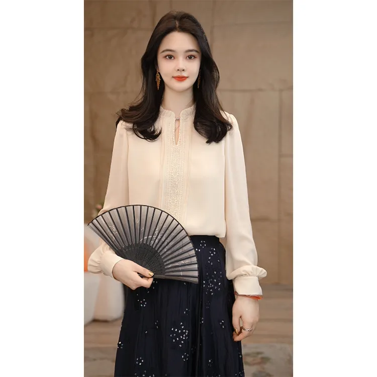 【杨杨专属】专柜新款气质减龄女小众复古衬衣显瘦8593032米杏色